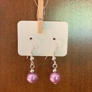 Lavender pearl dangle earrings